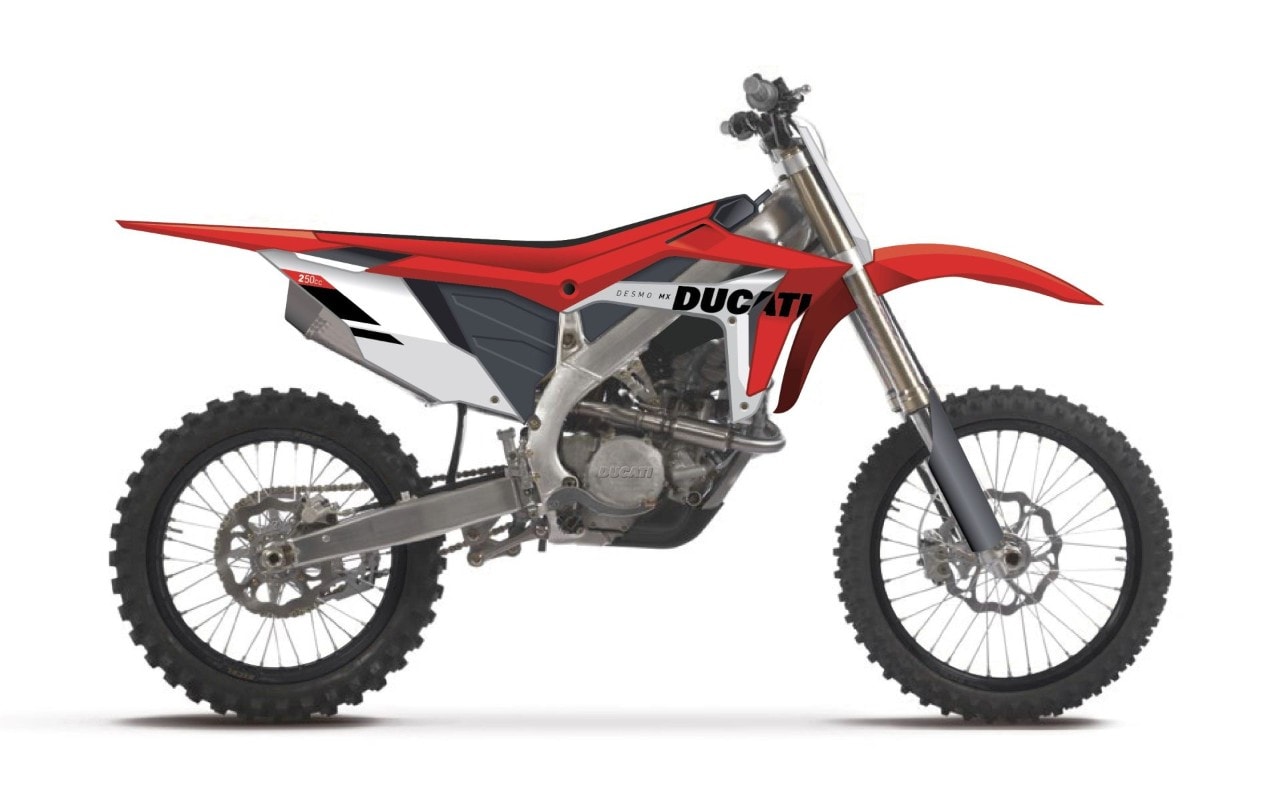 <div class='descrGalleryTitle'>Ducati Desmo MX</div><div class='descrGalleryText'><p>Qua non si sa nemmeno il nome, ma ormai è il segreto di Pulcinella: dopo Triumph, anche Ducati entrerà nel campo del Motocross sia agonistico che di serie. Si è già parlato di motori (ovviamente desmodromici, ovviamente potentissimi), tester (Alessandro Lupino), team (Maddii racing) e team manager (Antonio Cairoli). Le moto saranno pronte per correre nel 2025 o 2026, ma Borgo Panigale scalpita e non è detto che non porti qualcosa già in questa edizione di Eicma, dopo che l’anno scorso la bellissima V21L da MotoE faceva bella mostra di sé allo stand Ducati. E se Triumph ha presentato un modello che punta all’efficacia senza voler strafare dal punto di vista tecnico ed estetico, da Ducati ci aspettiamo come sempre di essere stupiti…</p>
</div>